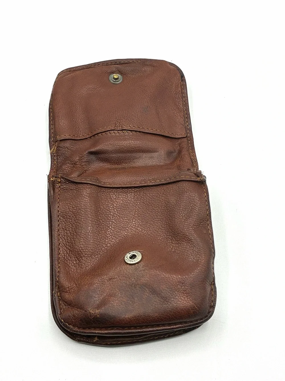 Vintage Original Taxi Wallet Brown Distressed Leather Coin Purse Snap Closure